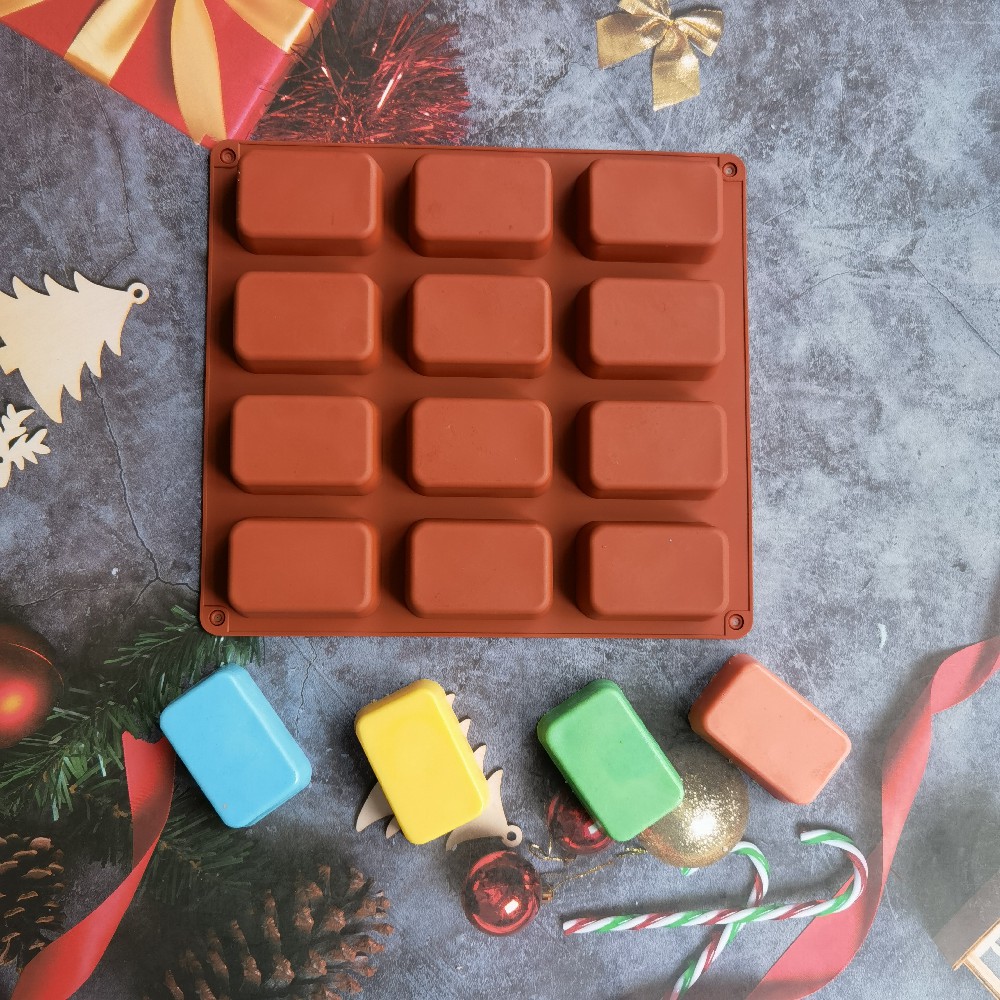Candle Making Factory - 12 Cavity Square Silicone Soap Mold