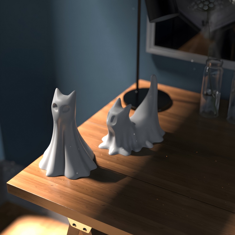 Ghost Cat Halloween Desktop Or - Candle Making Factory ulasan dan harga